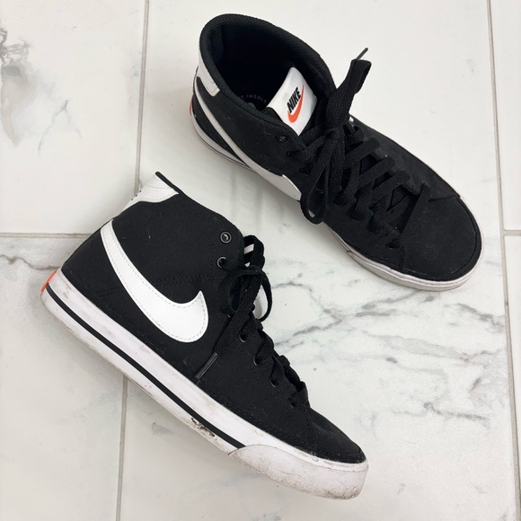 Nike Court Legacy Mid Sneakers Womens 7.5 Black Canvas Lace Up Shoes DD0161-001 - Picture 1 of 7